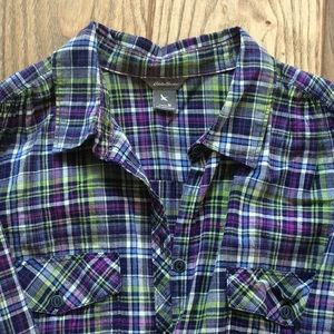 Eddie Bauer plaid roll-tab sleeve shirt